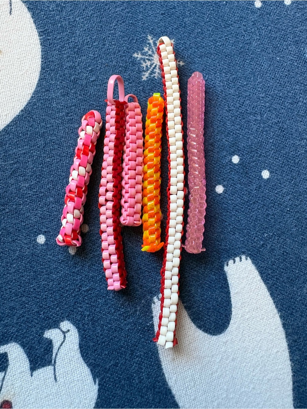 Hand Crafted Pink and Orange Woven Hair Sticks Set
